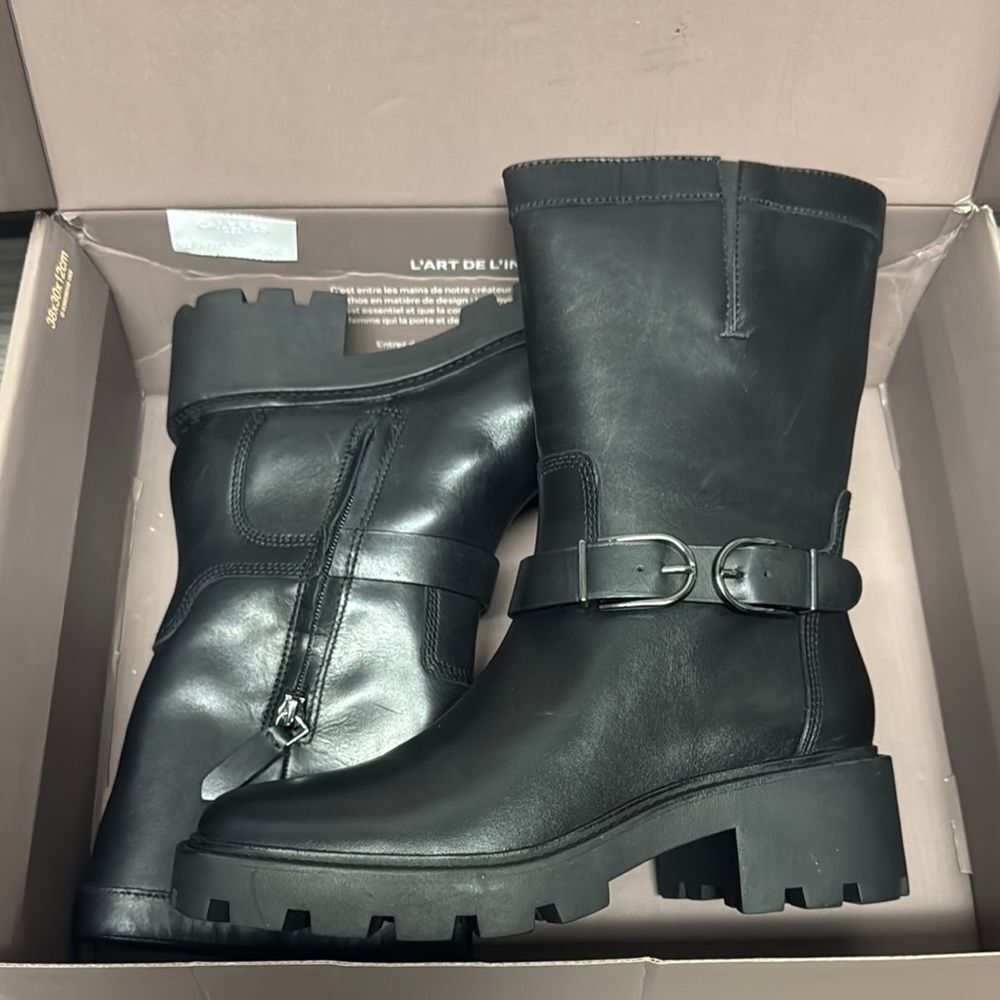 Franco Sarto Women's Elle Boot In Black Leather - Picture 2 of 8